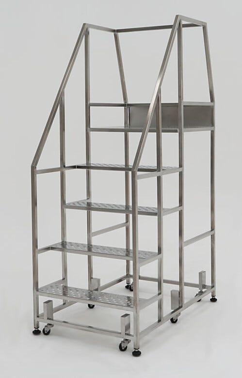 Five-step BioSafe step stairs with safety railing.  |  2805-87 displayed