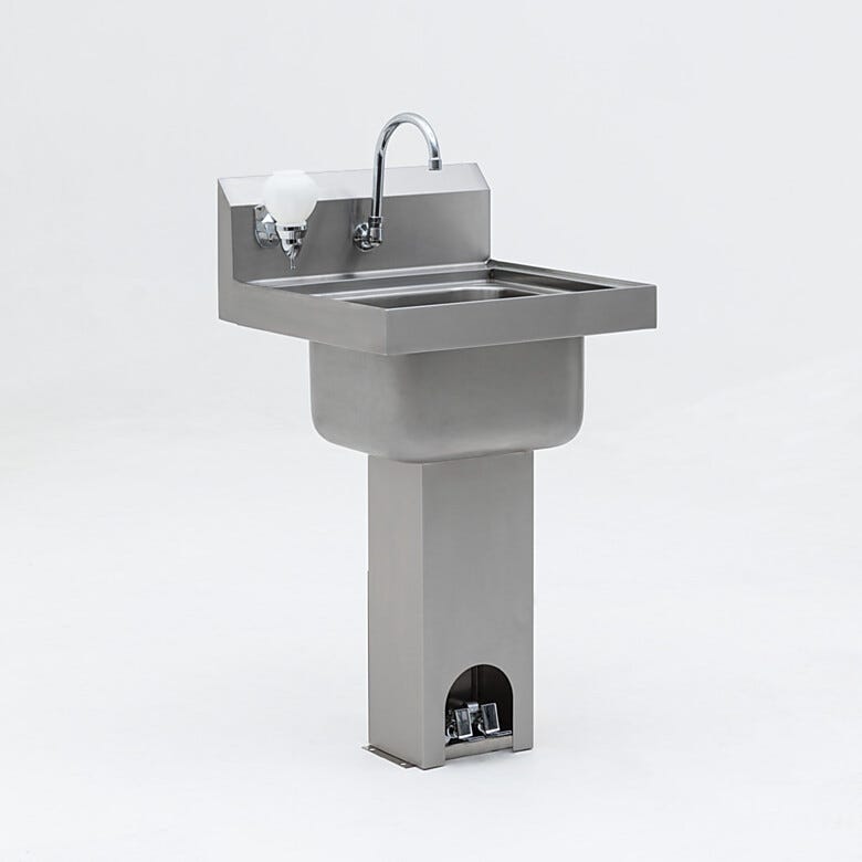 Stainless Steel Pedestal Foot Valve Sink | 1372-90A displayed