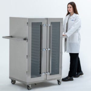 Desiccator Carts, Double Door, Stainless Steel with Tempered Glass Viewing Windows