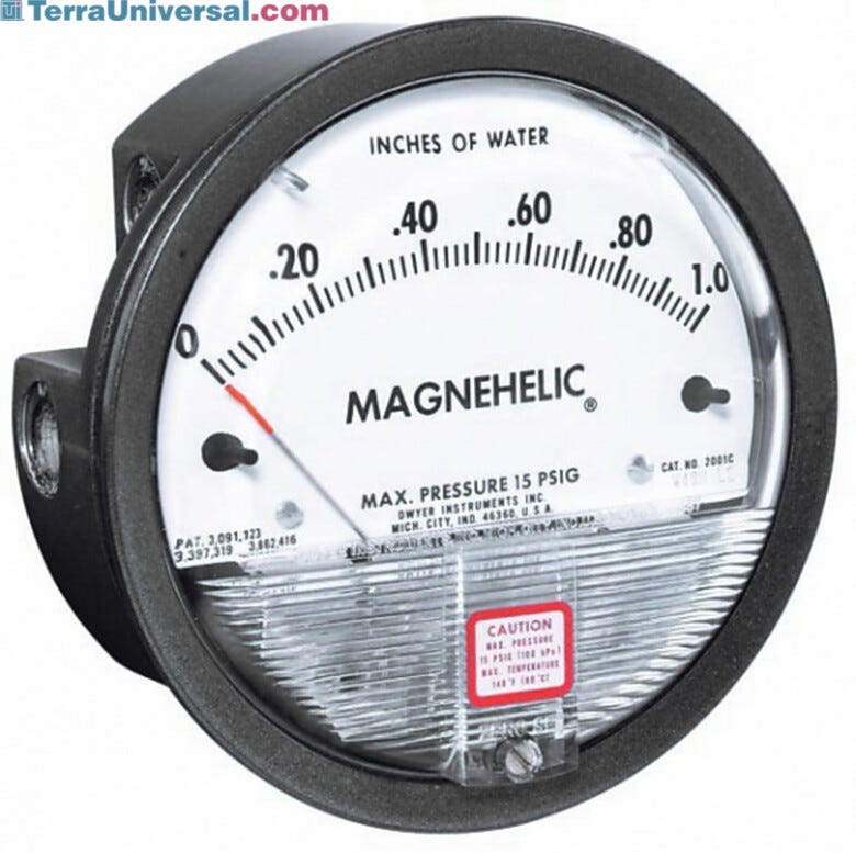 Measure and control both positive and negative low air or gas pressures  |  2625-09 displayed