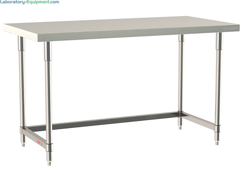 All 304 Stainless Steel TableWorx Work Tables with 3-Sided Frame by Metro for lab, electronics, pharma and general science applications; size and mobile options | 1544-PP-01 displayed