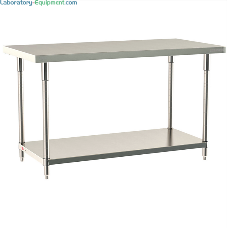 All 304 Stainless Steel TableWorx Work Tables with an Under Shelf by Metro for lab, electronics, pharma and science applications; size and mobile options  |  1545-PP-01 displayed
