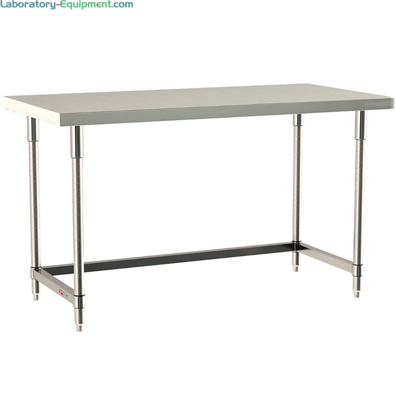 316 Stainless Steel TableWorx Work Tables with 304 SS Legs and 3-Sided Frame by Metro ideal in cleanrooms and biopharma applications; various sizes available  |  1543-PP-05 displayed
