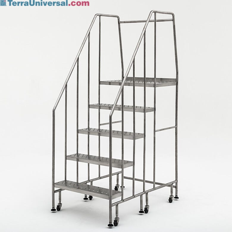 Terra’s BioSafe® 5 step ladder features a low-crevice design that streamlines cleaning and helps prevent particle accumulation | 2805-87B displayed