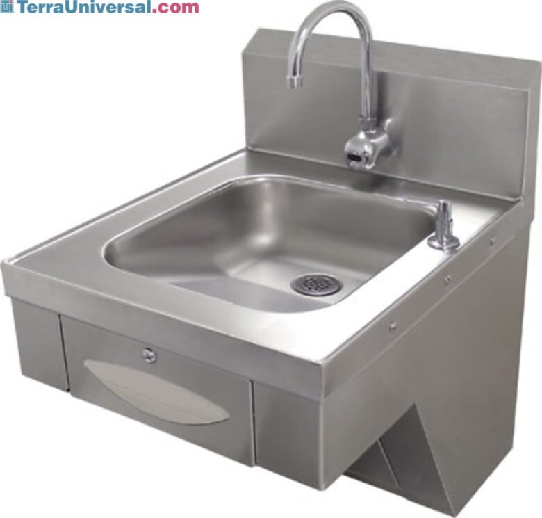 Adavnce Tabco Hands Free wall mounted sink, ADA compliant, taperred bowl design (Model 7-PS-41)  |  6901-48 displayed