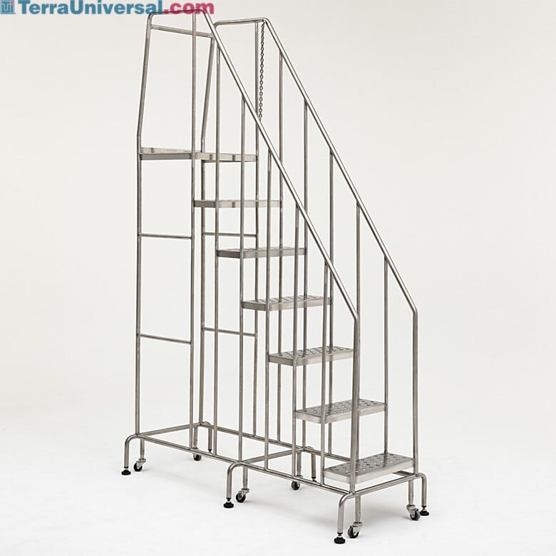 Terra's BioSafe® stainless steel step ladders are ideal for hygenic environments | 2805-10C-316 displayed