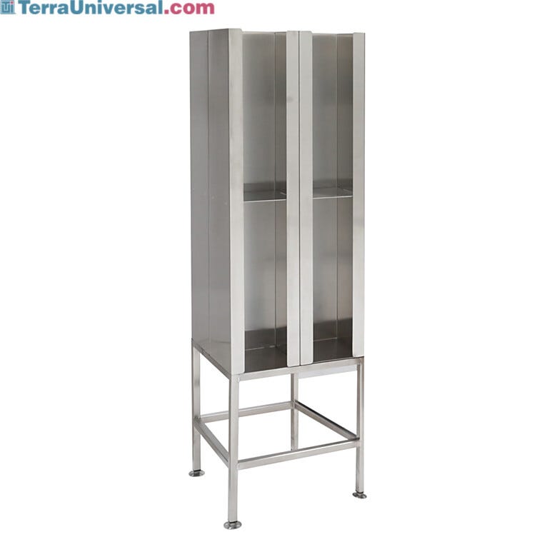 304 stainless steel cubbies with slotted footplates, double-sided with 8 compartments, 4 per side  |  4955-03 displayed