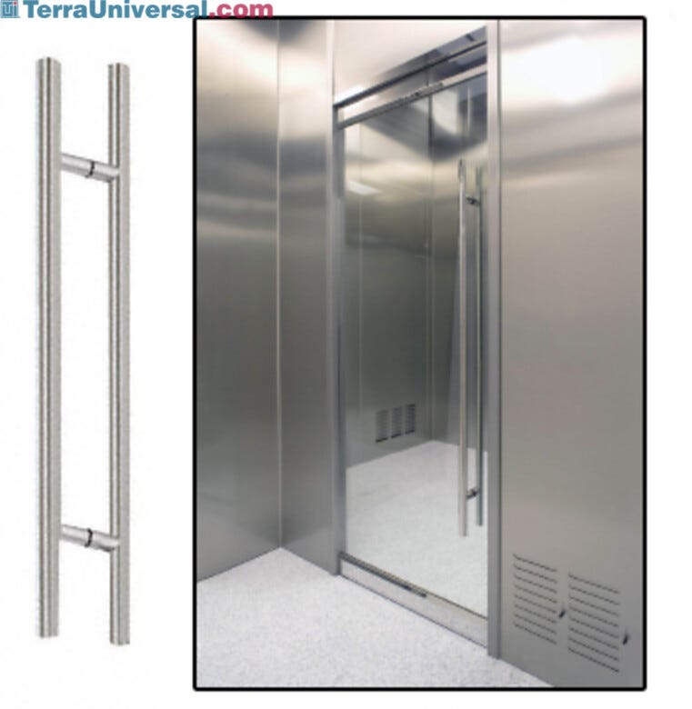 Brushed stainless steel pull handles provide a modern, showroom finish; additional sizes available from 24