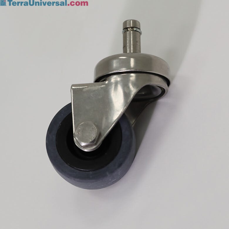 Heavy duty casters of 316L electropolished stainless steel with 2