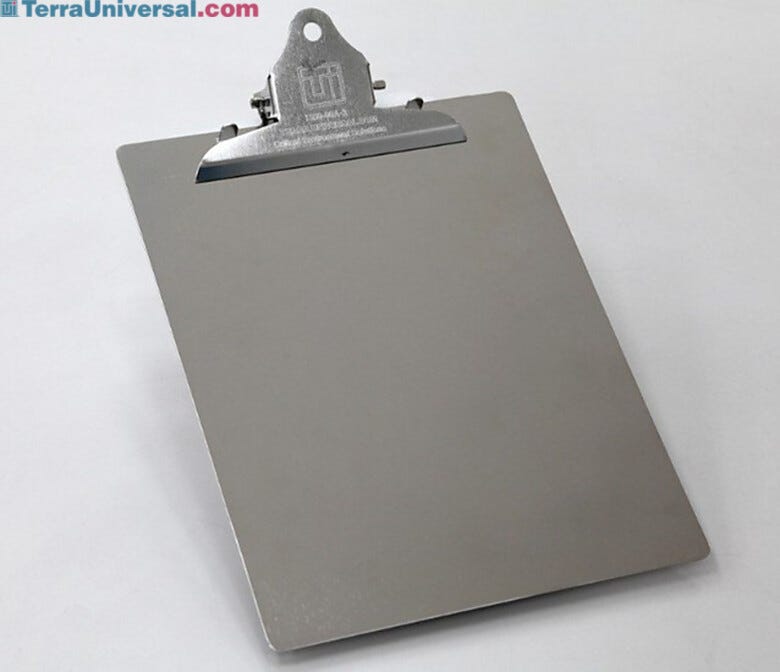 Stainless steel BioSafe® cleanroom clipboard | 1350-00A-2 displayed