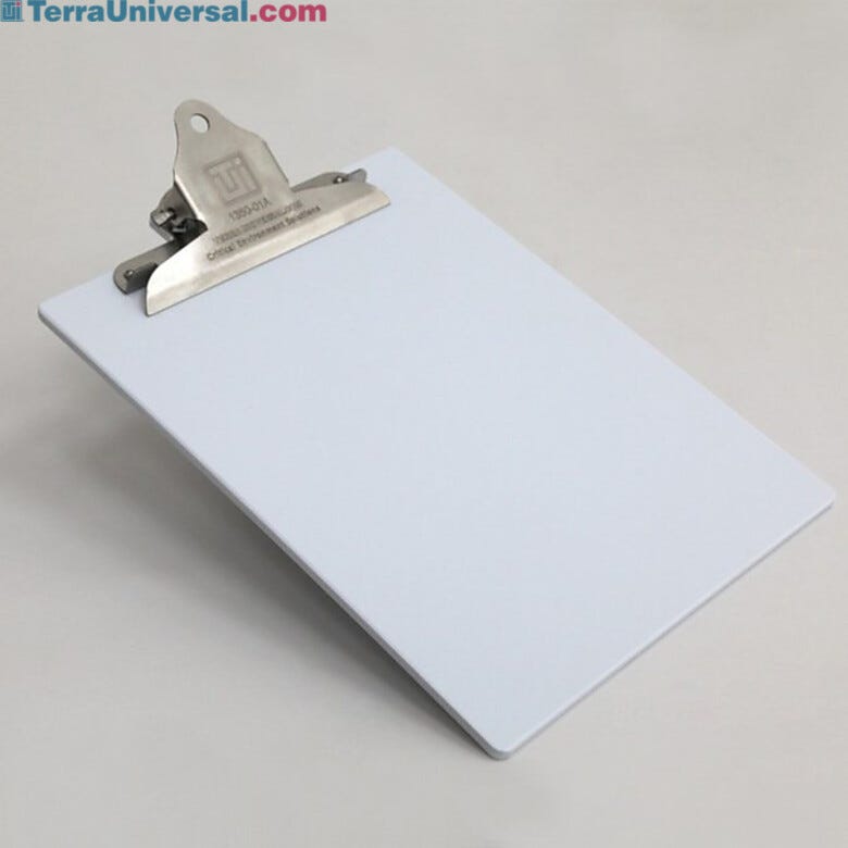 Polypropylene cleanroom clipboard.  |  1350-01A displayed