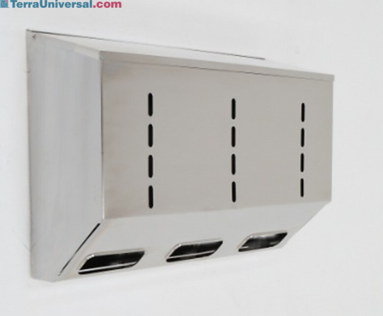 Stainless Steel Wall Mounted 3 Chamber Glove Dispenser  |  4952-83-2-316 displayed