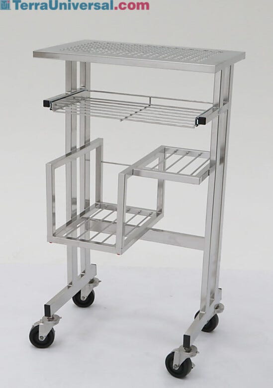 Electropolished Stainless Steel BioSafe Computer Carts with Locking Stainless Steel /utherane casters | 9600-19 displayed