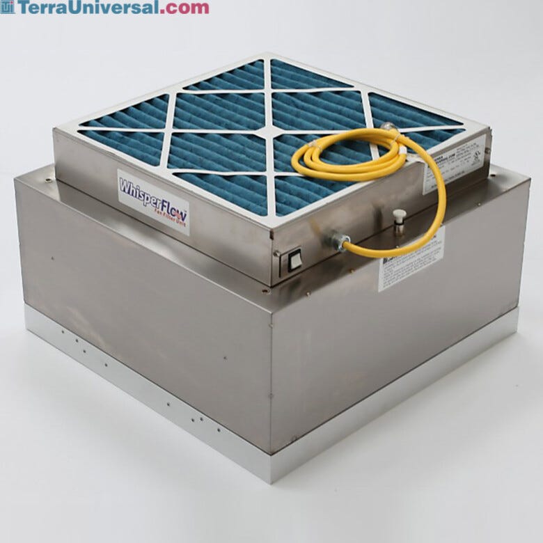 All-SS Room-Side Replaceable WhisperFlow® Fan Filter Unit allows fast filter servicing without a cleanroom shut-down; all-stainless steel construction