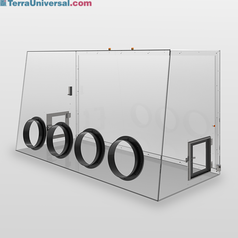 Tall double acrylic laboratory glovebox includes two 10