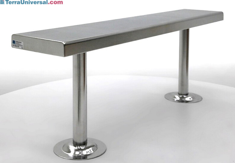 Solid Top Floor Mounted Stainless Steel Gowning Bench | 1530-15-2 displayed