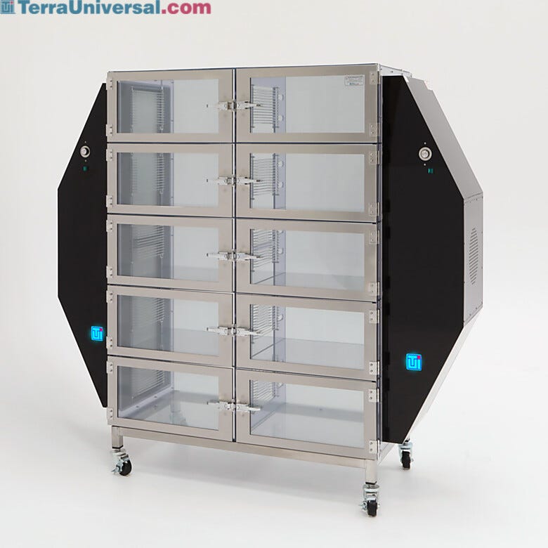HEPA-filtered cabinet for curing and drying; 10 chambers, static-dissipative PVC | 6082-43A displayed