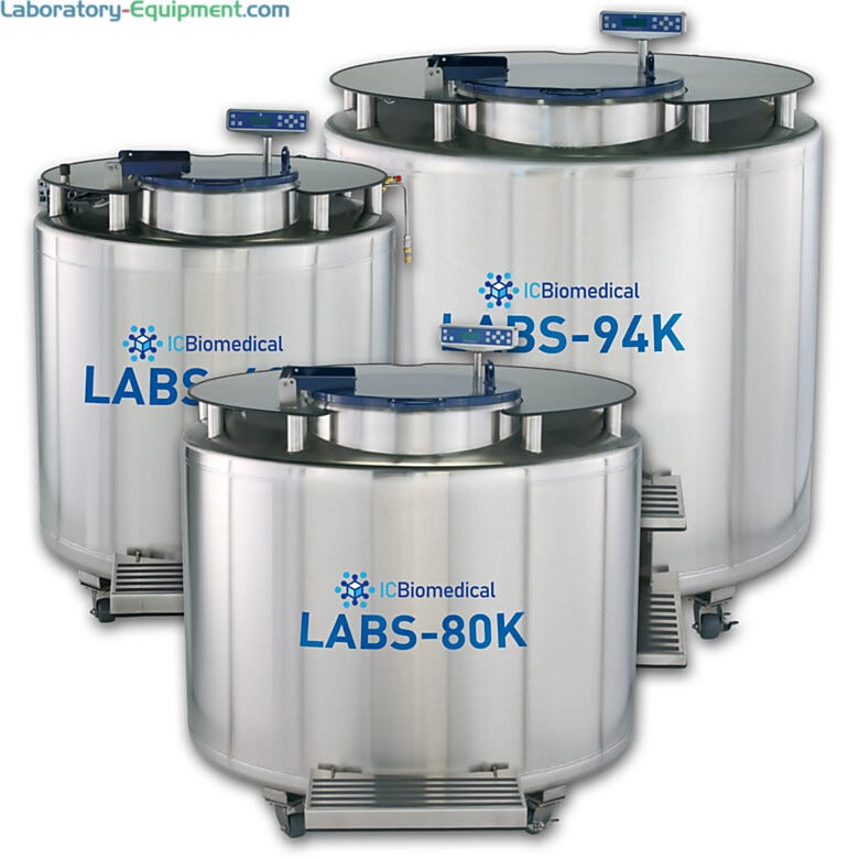 Available in four capacity sizes, models feature a single pivot turntable, a stainless steel table top for efficient LN2 storage in vapor or liquid phase  |  6900-PP-03 displayed