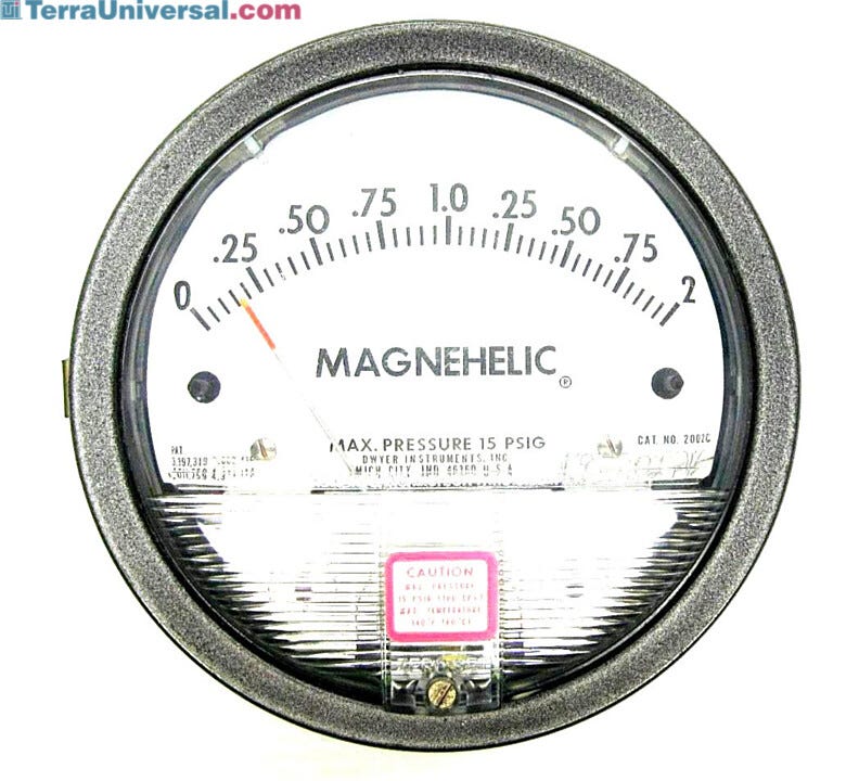 Magnehelic differential pressure gauge, 0