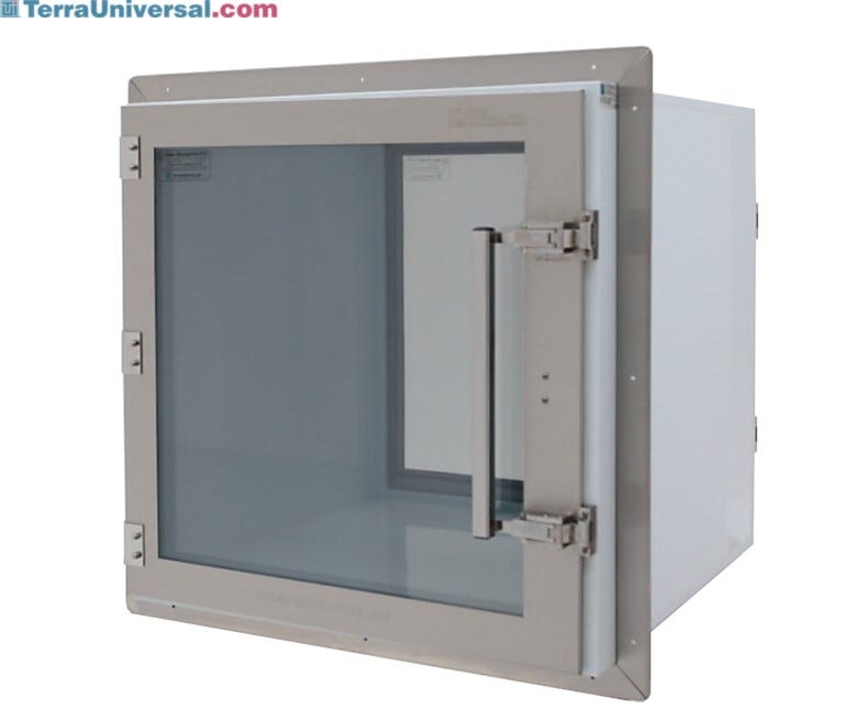 Polypropylene pass-through chamber with non-dissipative PVC viewing windows. | 1992-27D displayed