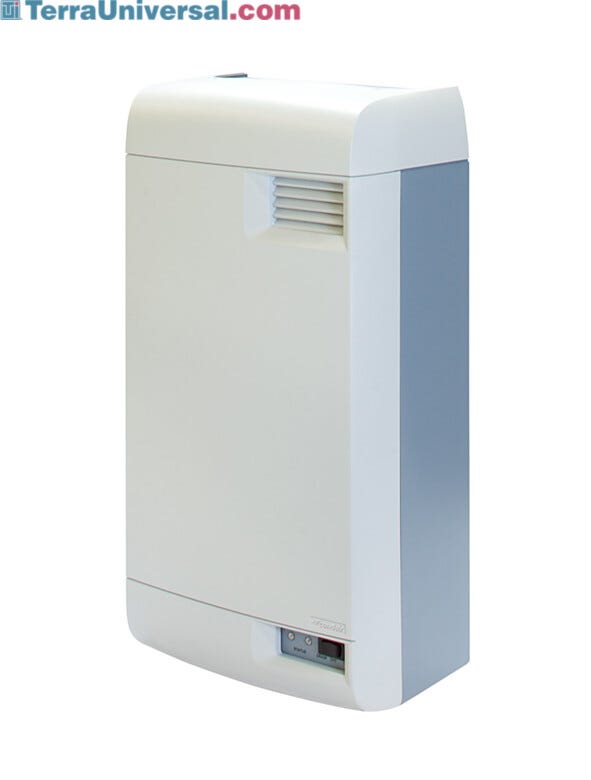 Condair's RH2+ Space QVD steam humidifier is a small, sleek indoor unit that can take any potable water source to run  |  3951-11 displayed