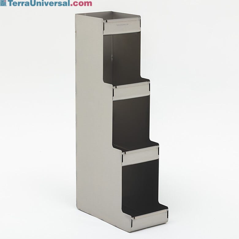 4 compartment benchtop dispenser is suitable for hygenic cleanroom storage   |  4951-56 displayed