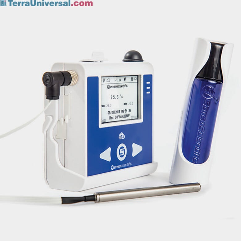 Single temperature sensor by SensoScientific® records temperatures as low as -200°C and is used for monitoring glycol conditions to maintain vaccine efficacy.  |  6607-12 displayed