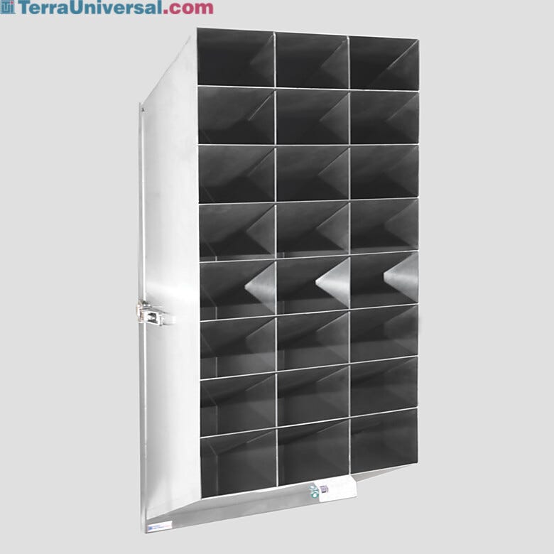 Detachable BioSafe® safety glasses holder with 24-compartments in 304 stainless steel, wall-mount, 10.1