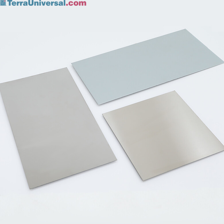 Steel sheets available in 304, 316L, and annealed 430; gauges ranging from 12 to 24 GA.