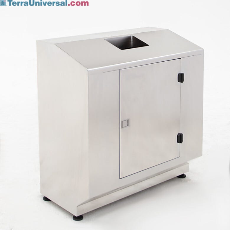 Terra's ISO-5 rated BioSafe® stainless steel waste base provides an easier cleaning, minimizing particle and microbial accumulation.  |  4951-36A-2 displayed