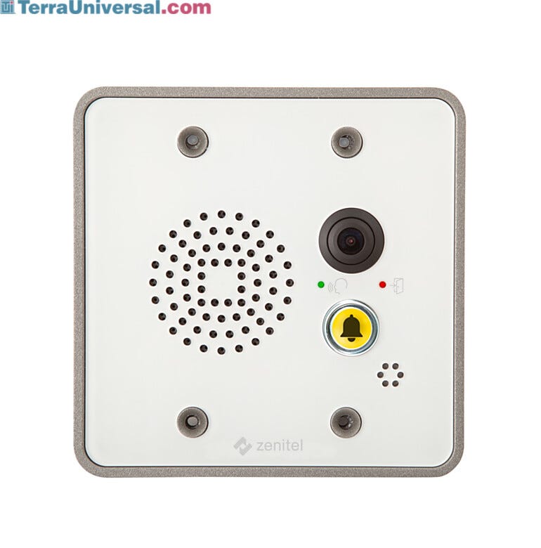 Compact audio/video intercom system sits flush in an aluminum alloy base frame and smooth acrylic face plate | 6711-12 displayed