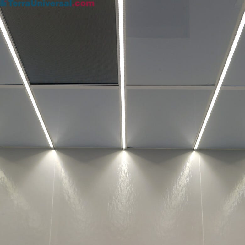 Double stacked cleanroom LED strip lights installed to the ceiling of a cleanroom | 3800-40A displayed