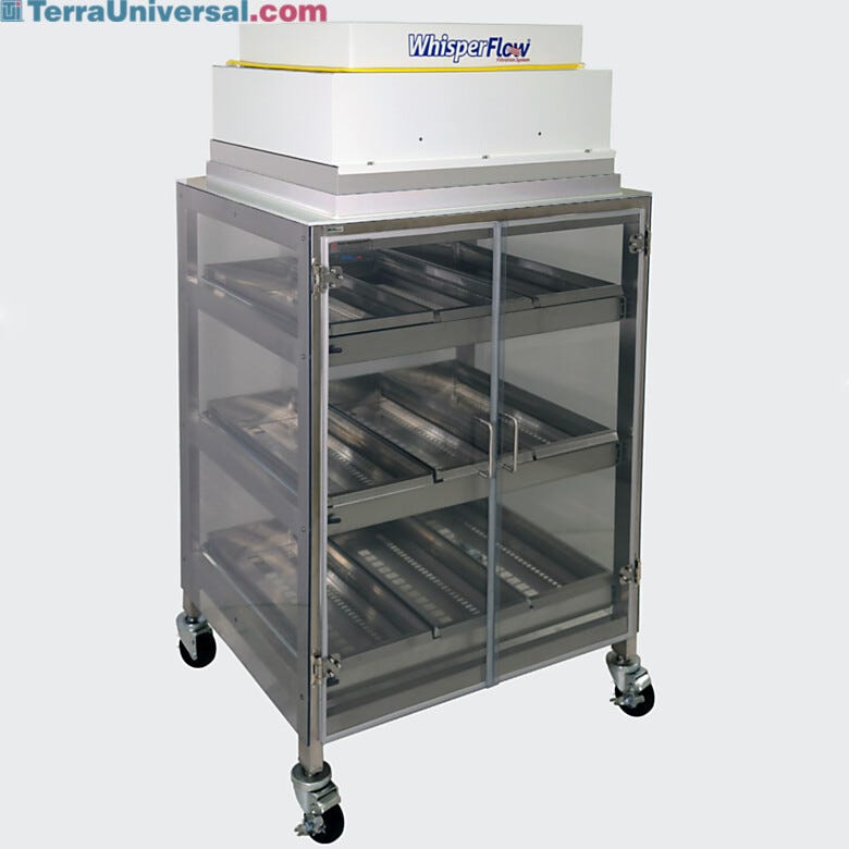 Storage reticle/photomask storage cabinet with optional WhisperFlow air filtration; 304 SS, 28.5