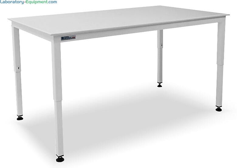 Polypropylene top resists a broad range of chemicals, including most acids. Powder-coated steel base includes telescoping legs  |  1522-00 displayed