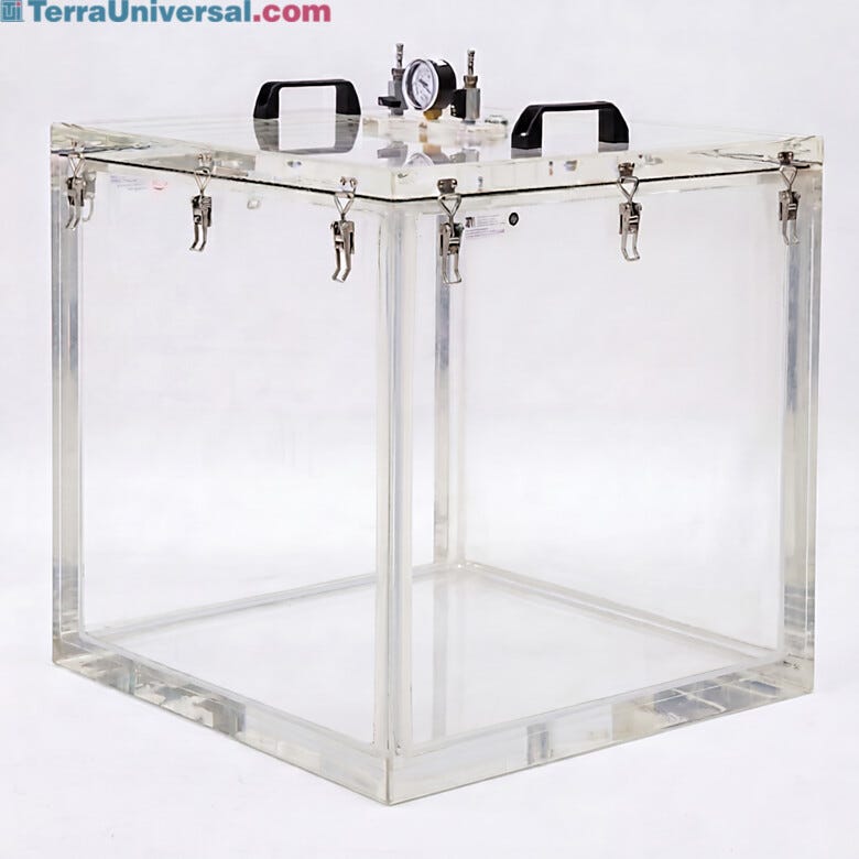 Leak-tight acrylic chamber with O-ring seal and cleanroom-compatible design | 5235-62 displayed
