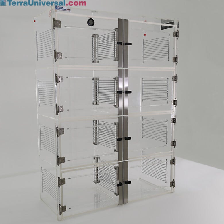 Acrylic ValuLine® Extended Service desiccator cabinet with 8 chambers, 36.75