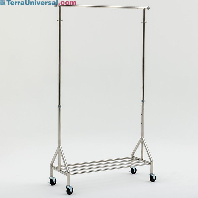 Stainless steel gowning rack engineered for stability, adjustability, and cleanroom safety | 9230-16 displayed