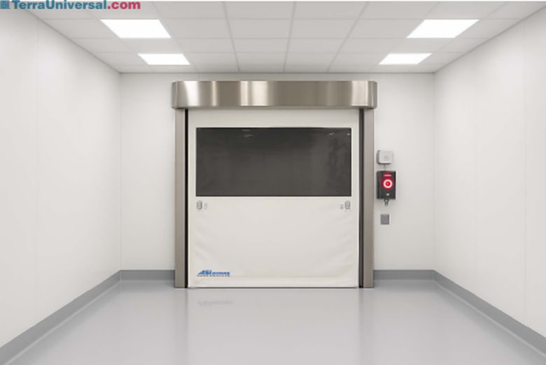 Customizable high-speed roll-up door with vinyl fabric curtain & corrosion-resistant frame | 6710-53B displayed