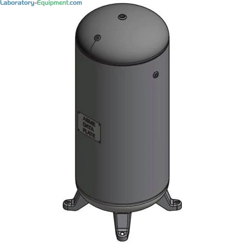 The Atlas Copco LV Series Vertical Air Receiver is a high-pressure compressed air storage vessel designed to smooth pressure variations  |  6800-PP-03 displayed