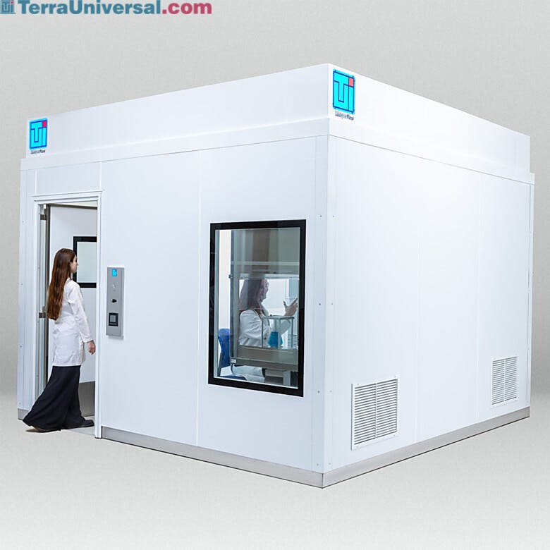 Fully-integrated BioSafe® modular cleanroom with demountable wall panel system   |  6606-PP-02 displayed
