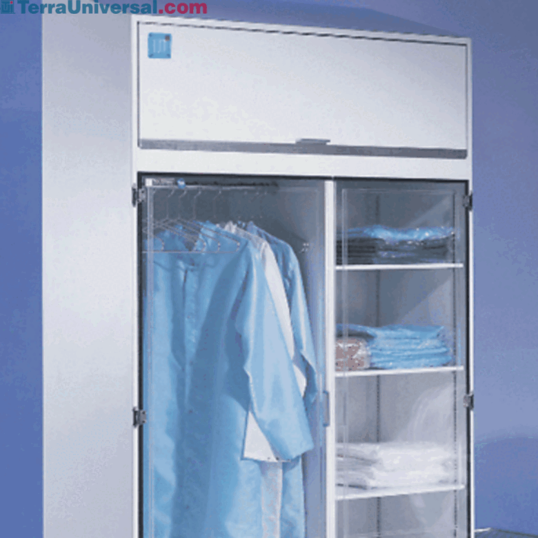 Cleanroom garments and supplies cabinets available with HEPA filtration  |  4101-20D displayed