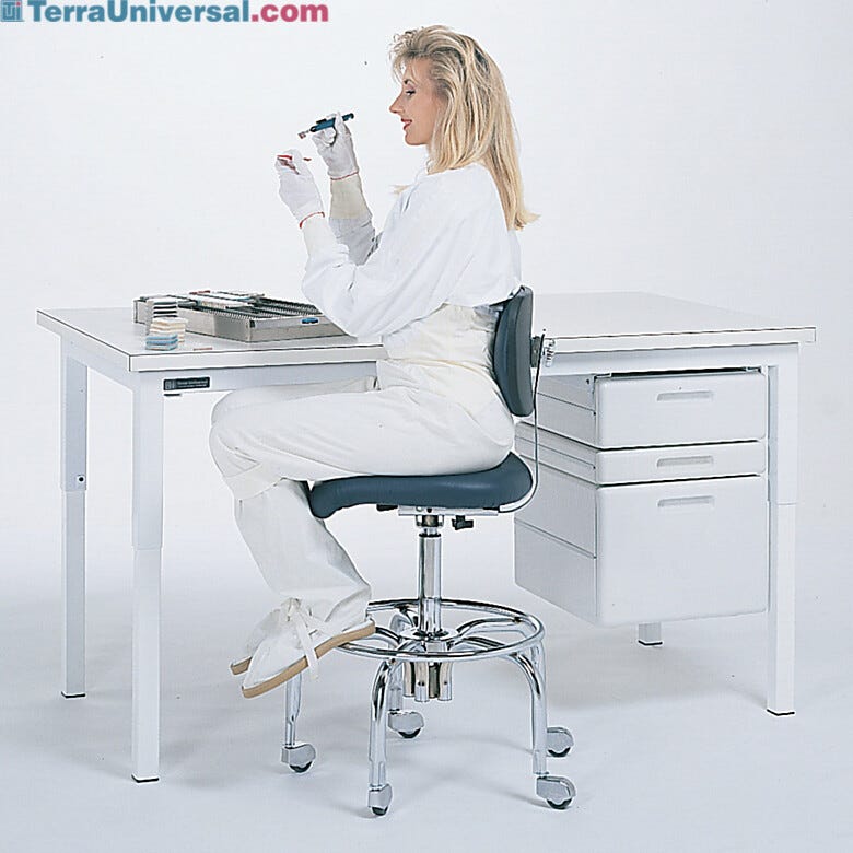 Cleanroom tables with sealed dissipative or non-dissipative laminate tops (shown with optional drawers)  |  1722-00 displayed