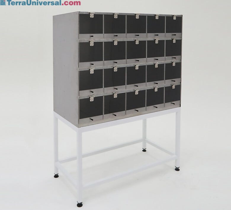 20-compartment steel cabinet with SDPVC hinged lids and optional stand | 4105-21 displayed