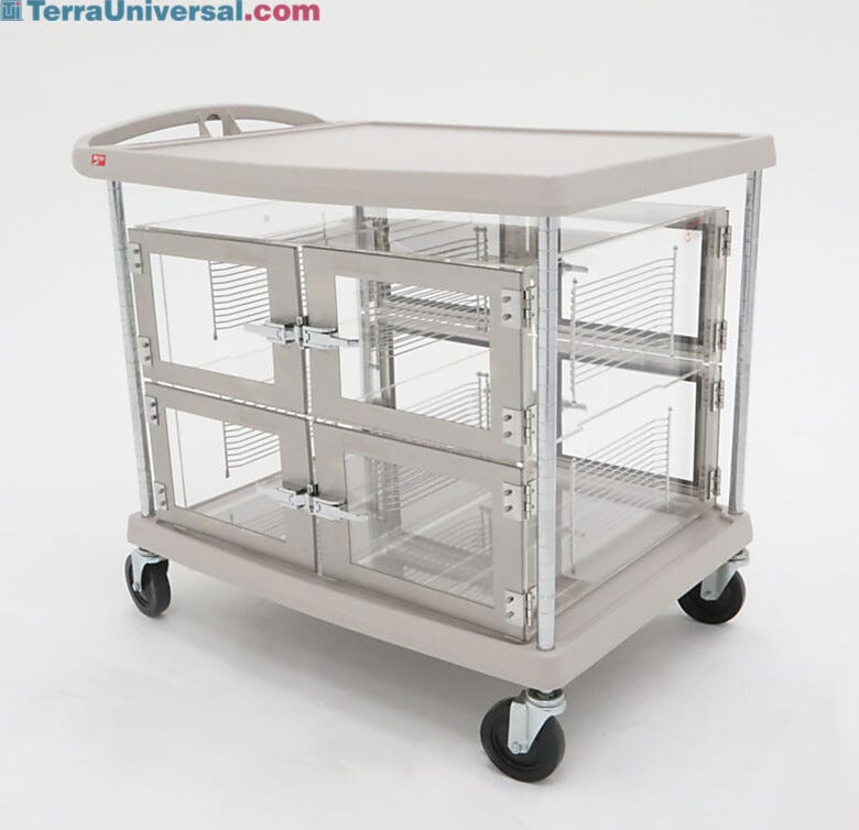 This Desicart is a four chamber, two tier mobile Acrylic desiccator with a Stainless Steel and ABS plastic frame. | 4002-50B displayed