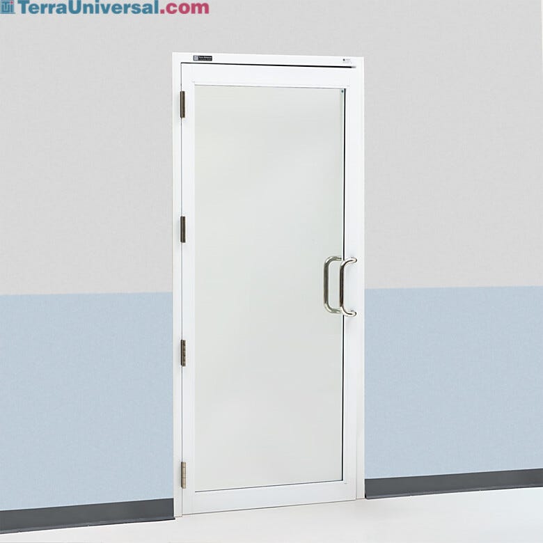 Powder-coated aluminum, pre-hung cleanroom lab door  |  6710-78-R-PC displayed