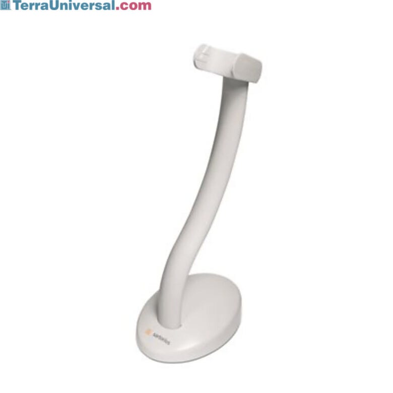 Benchtop charging stand for Sartorius electronic pipettes operates through metal contacts on sides of pipette and in head of charging stand  |  5702-56 displayed