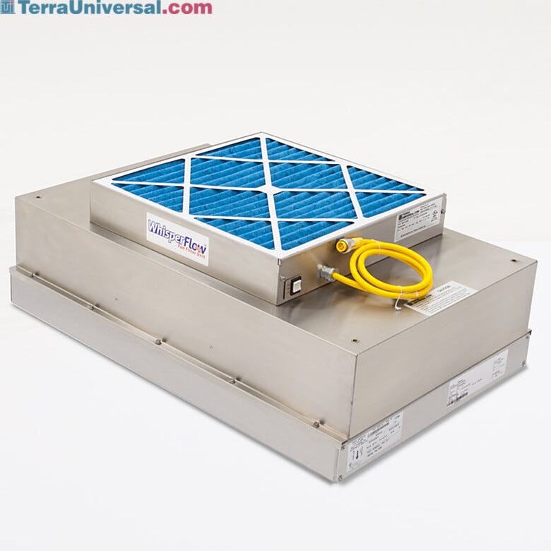 Stainless Steel WhisperFlow® Fan Filter Unit includes 99.995% efficient ULPA filter for ISO 3 compliance | 6601-23-HSS displayed