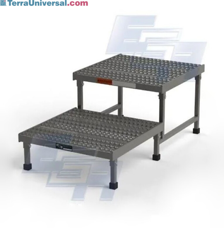 OSHA FHW24 Steel Two-Step Access Platform by EGA Products with Grip-Strut Tread, 24
