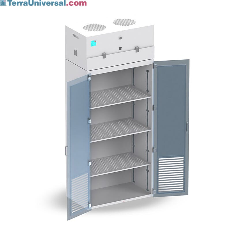 Valuline® chemical-resistant polypropylene cabinet with built-in venting blower module and activated carbon filter | 4102-60 displayed