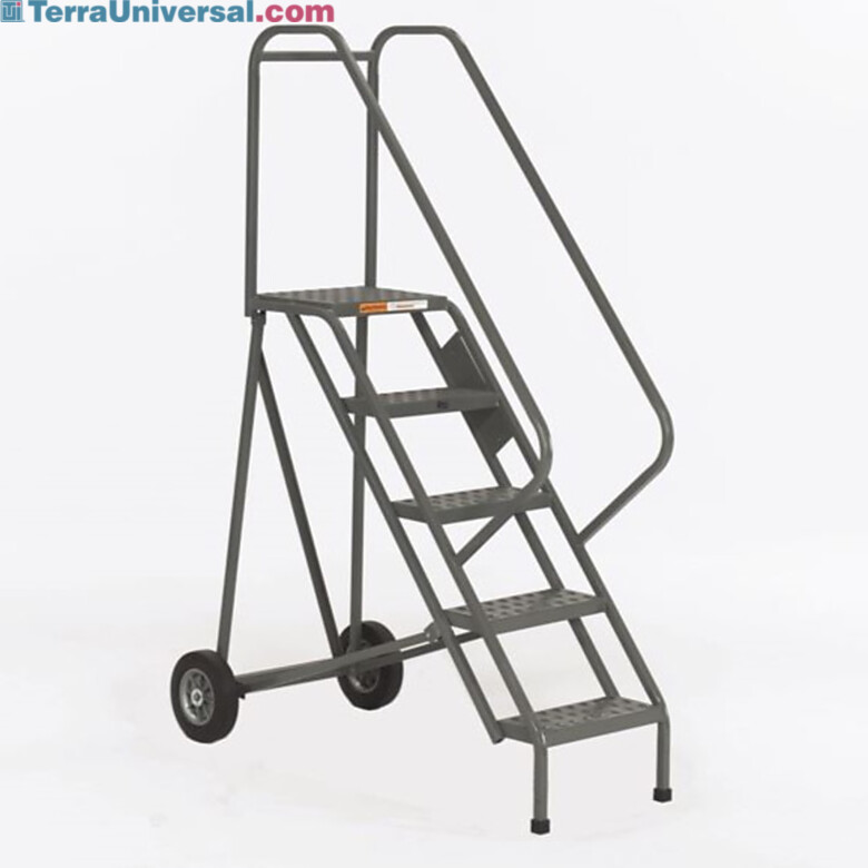 OSHA Steel Folding Ladders with handrails, EZY-Tread or Grip-Strut by EGA Products in 5- to 12-step models, 10